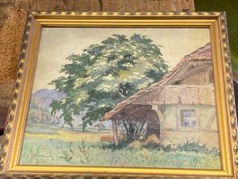 MOSER Bauernhaus mit Baum signiert
