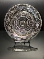 JUGENDSTIL KRISTALLGLAS-TELLER UM 19 HDT. TRAUBEN/WEINRANKEN