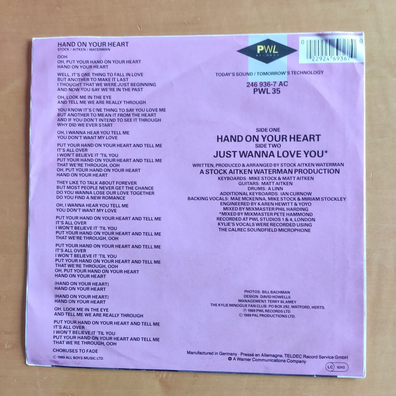 Dischi in vinile: Kylie Minogue - Hand On Your Heart – Usato da Lenzburg venduto da Pa_hcs 1