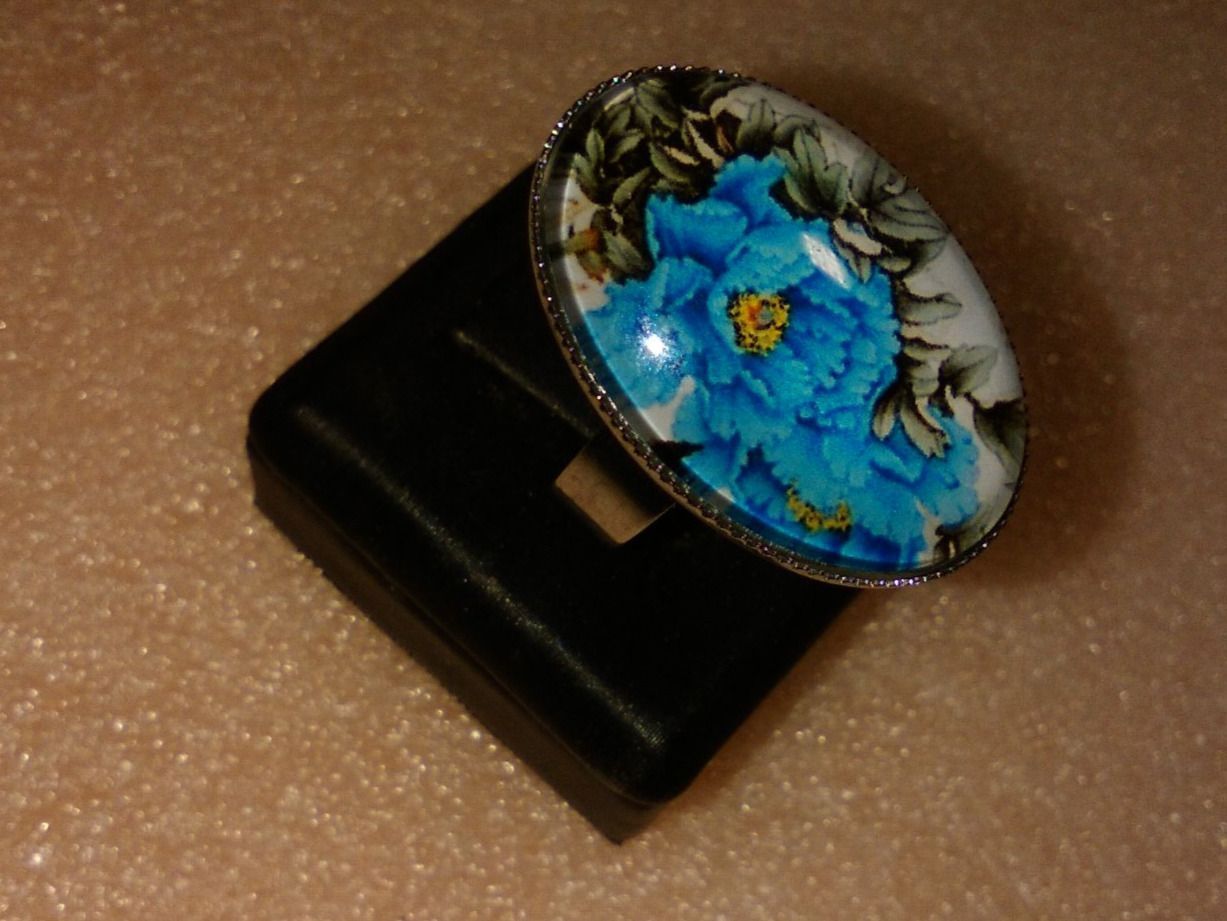 Anelli: ring edelsthal,,mit  blumen,,blau – Nuovo (secondo la descrizione) da Basel venduto da bijoutrie_4 4