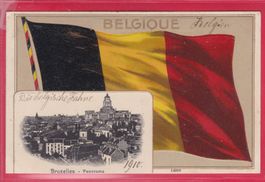 PRÄGE, BELGIEN FAHNE MIT BRUXELLES - PANORAMA, 1910