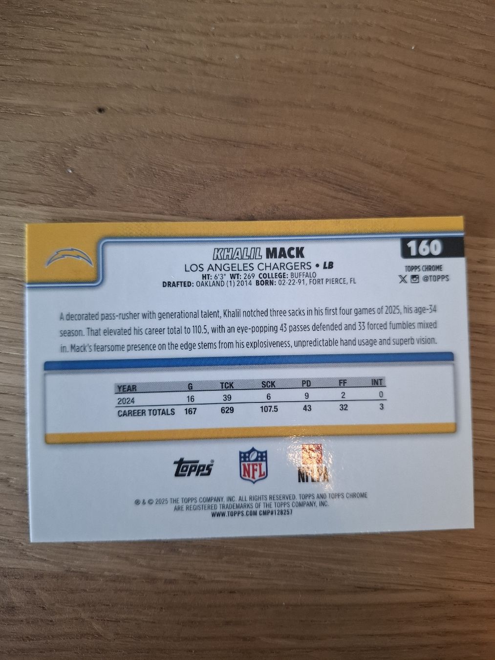 Topps Carte collezionabili: Topps NFL Khalil Mack # 160 – Nuovo (secondo la descrizione) da Uznach venduto da Dennis.kuster 1