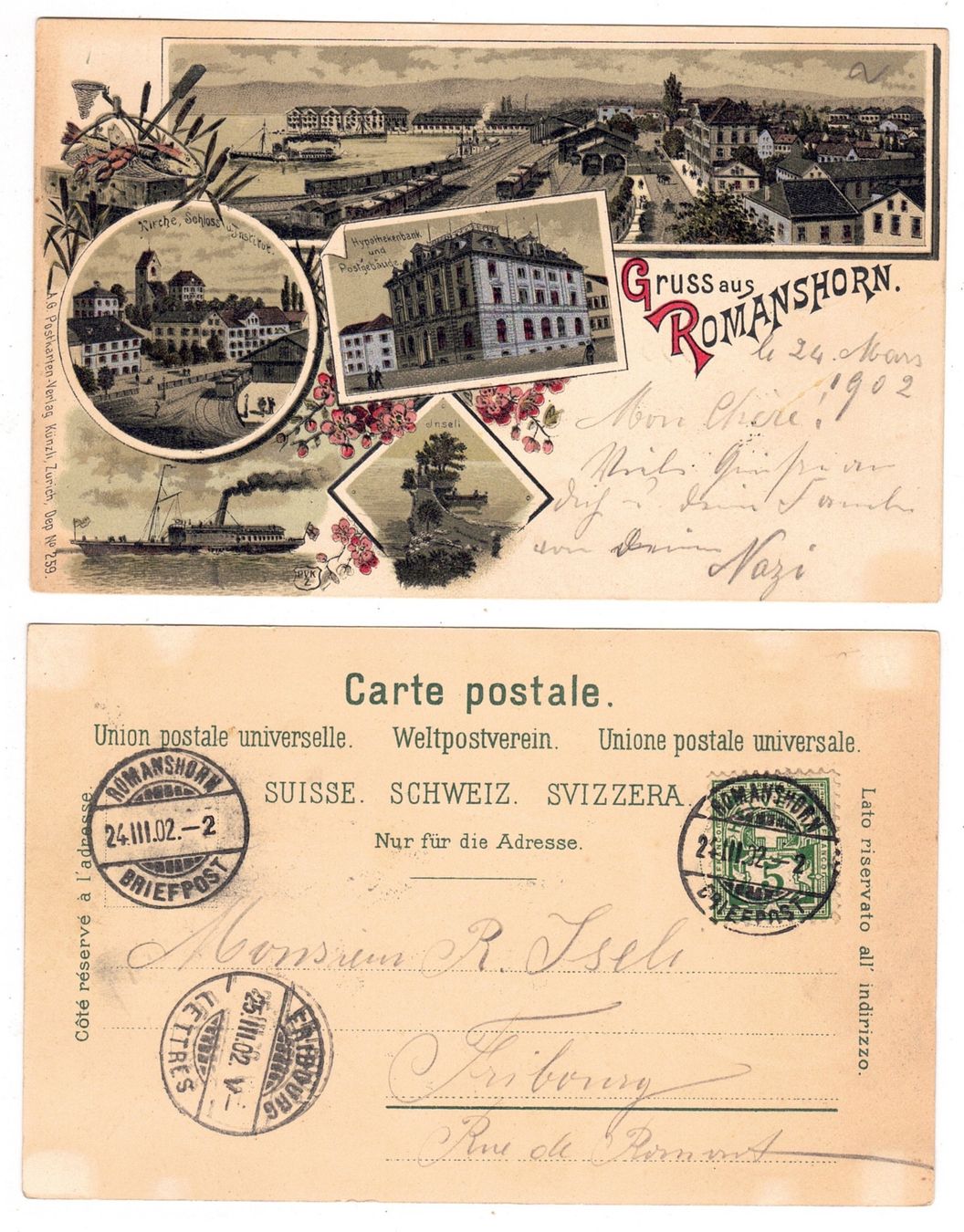 Ansichtskarten: Gruss aus Romanshorn (litho) – Gebraucht aus La Tour-de-Peilz von amjust