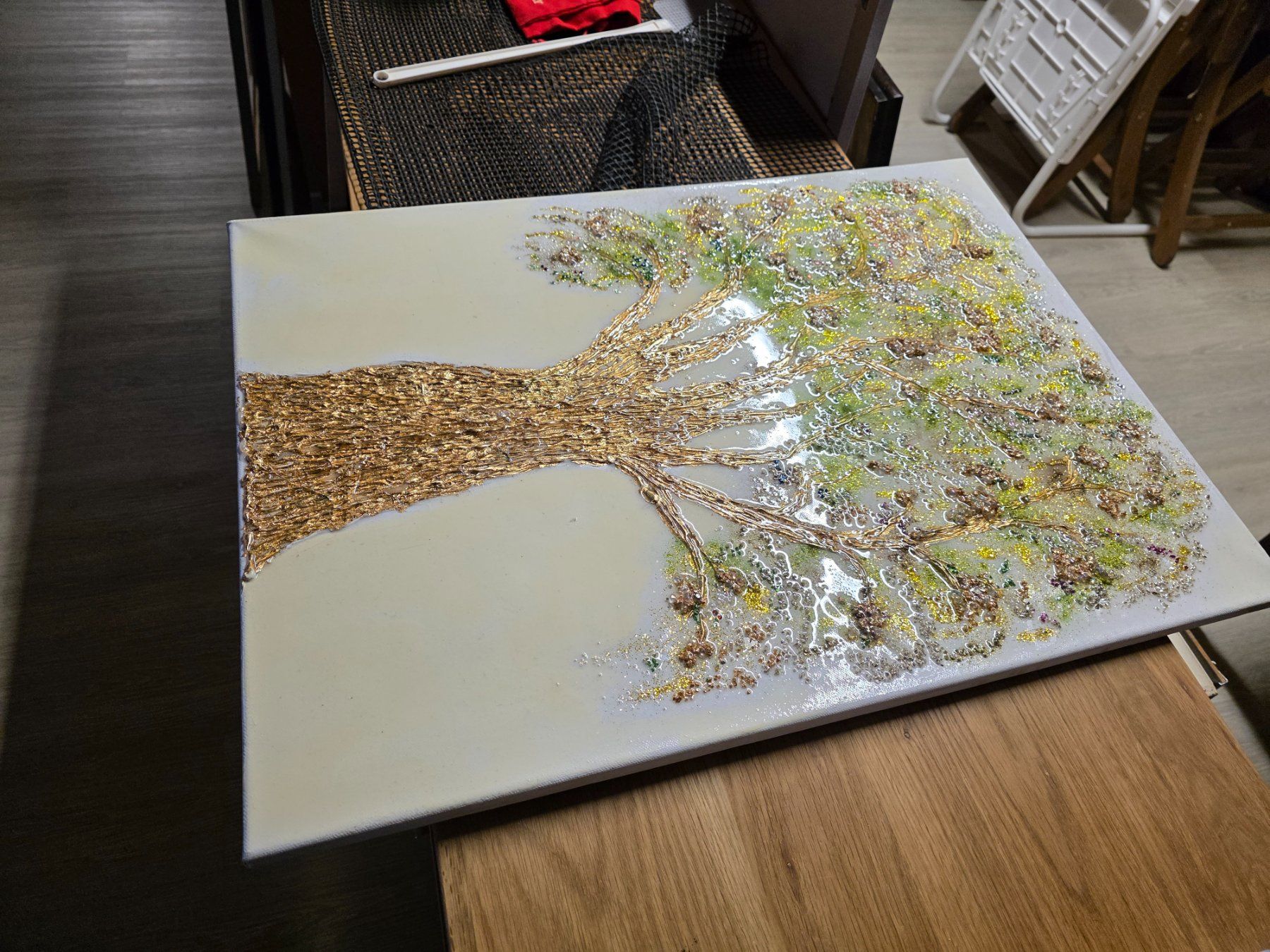 Dipinti: Glitzer Bild Gemälde Baum 70 x 51 cm – Usato da Walterswil BE venduto da Lonitti 1
