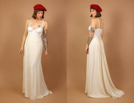 Vintage CHLOE Maxi White Silk Skirt Size S