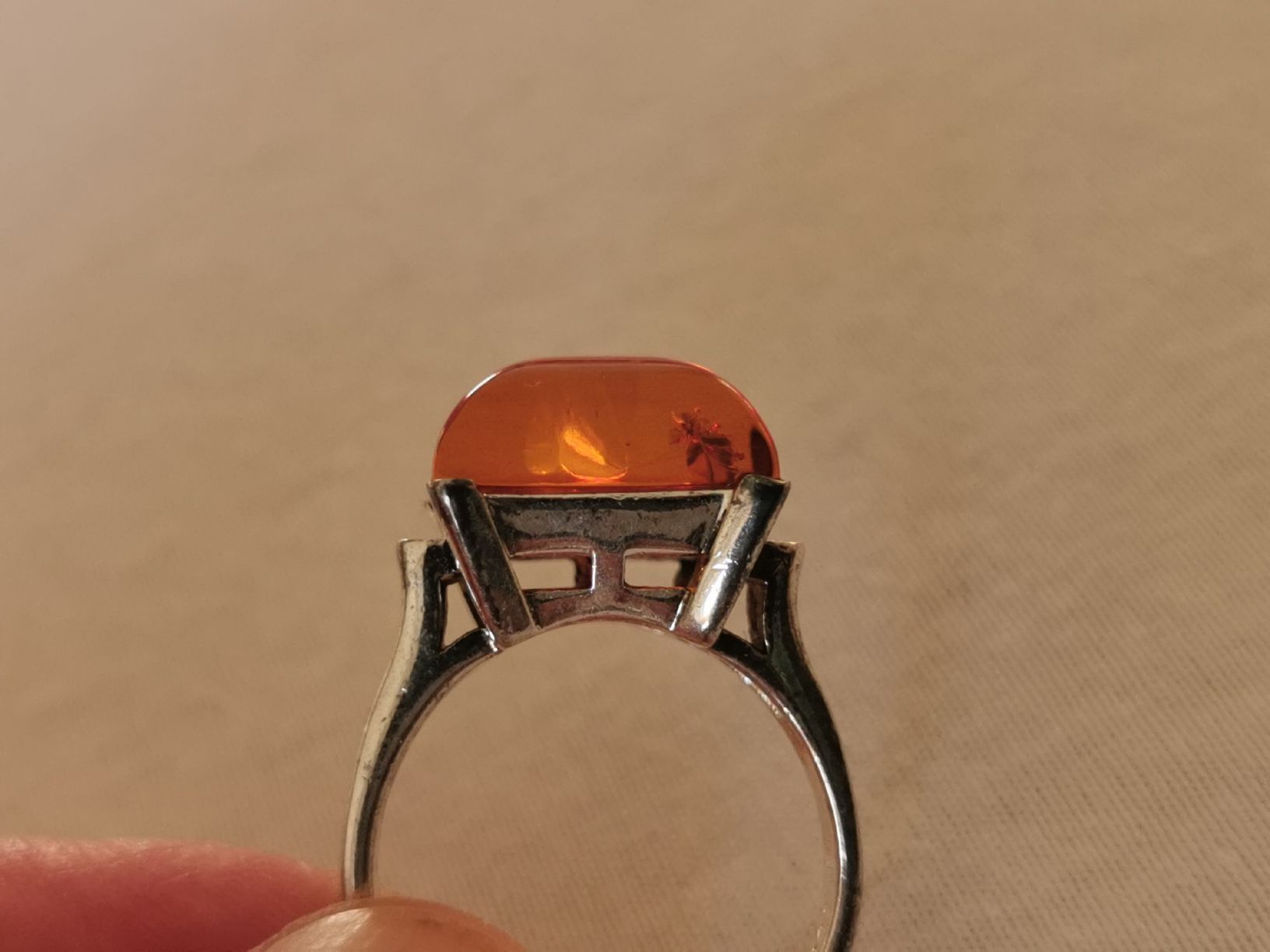 Ringe: Damen Silber 925 Ring mit Bernstein  – Gebraucht aus Schlieren von vlalif 9