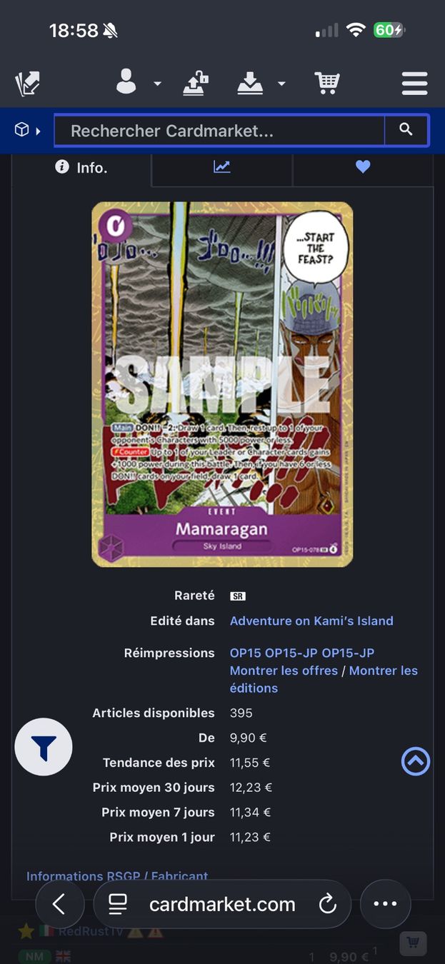 Bandai Sammelbilder & Trading cards: Mamaragan OP15-078 SR – Neu (gemäss Beschreibung) aus Vouvry von KzyNix 2