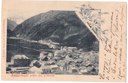 AK Andermatt 1900 nach F-Troyes, 2 UPU ZNr. 77, 1 kl. Strich