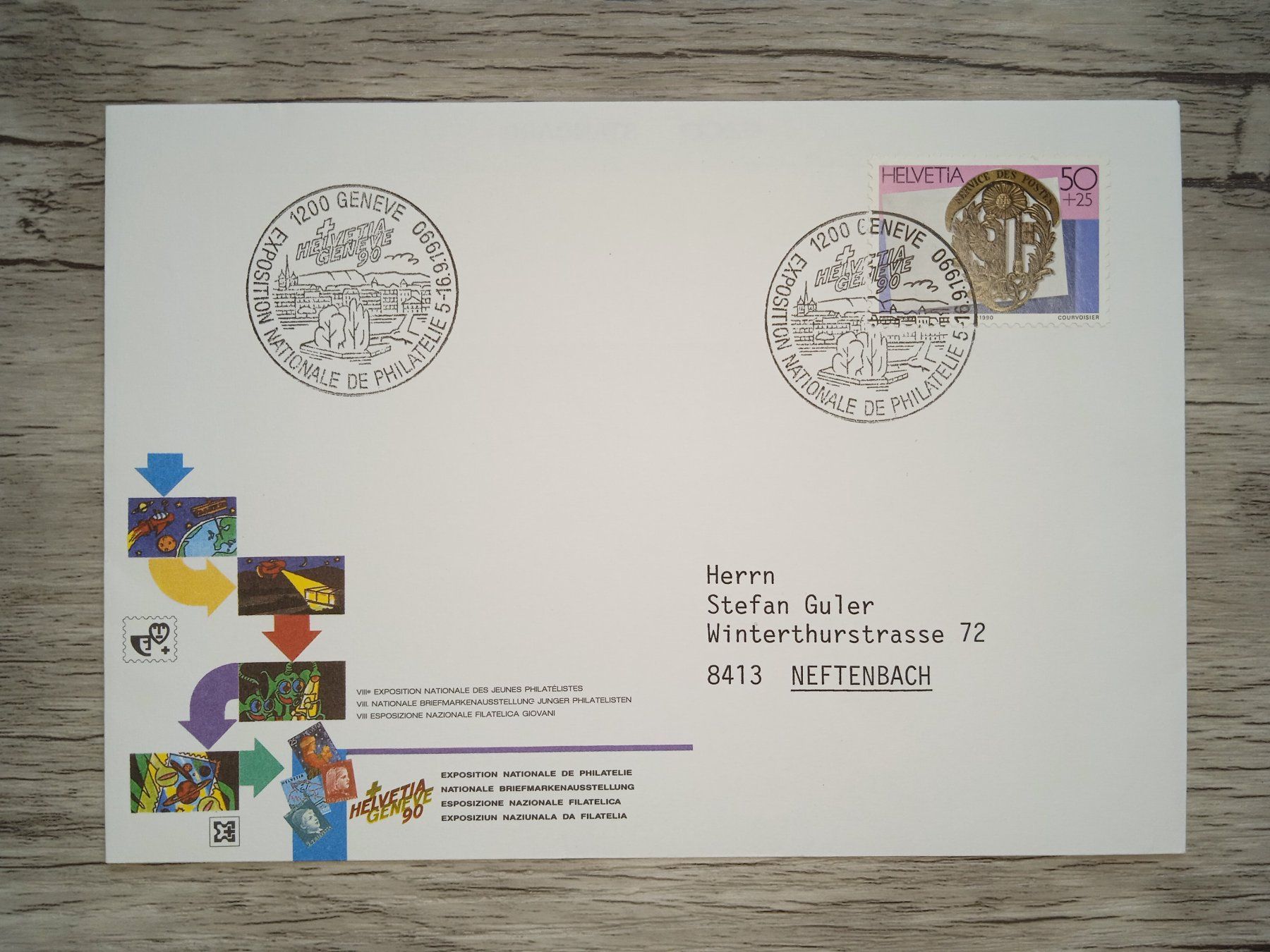 Tutti i francobolli: TR18 Enveloppe + Timbre Suisse 1990 – Usato da Cousset venduto da Patrick_Collections