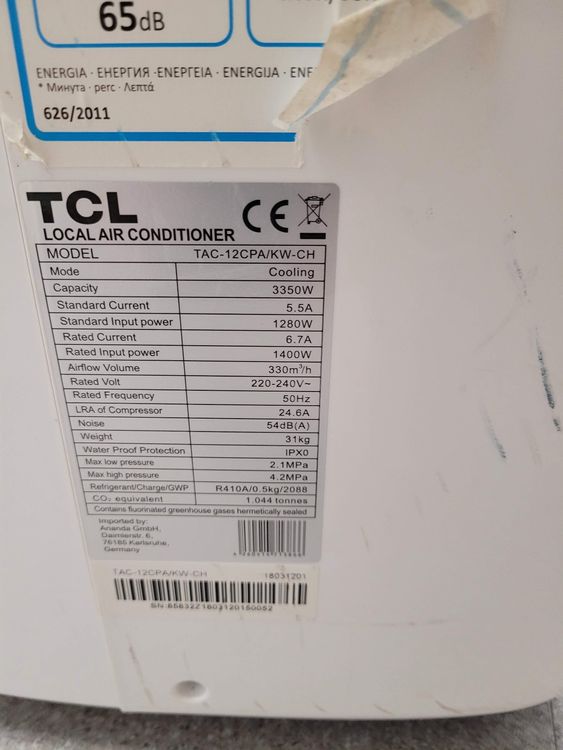 Klimageräte: Klimagerät TCL TAC-12CPA/KW-CH – Gebraucht aus Zug von schneiderp2004 1