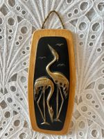 Basrelief mit Reihern Messing Holz