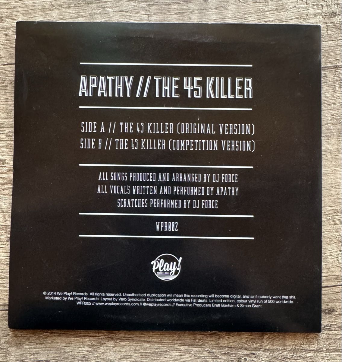 Dischi in vinile: Apathy 45 Killer limited edition blue vinyl single – Nuovo (secondo la descrizione) da Châtillon JU venduto da swisshashashin 1
