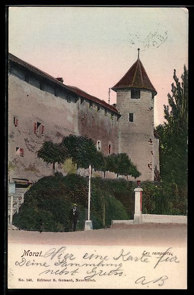 Cartoline postali: AK Morat, Les remparts – Usato da Berlin venduto da bartko-reher
