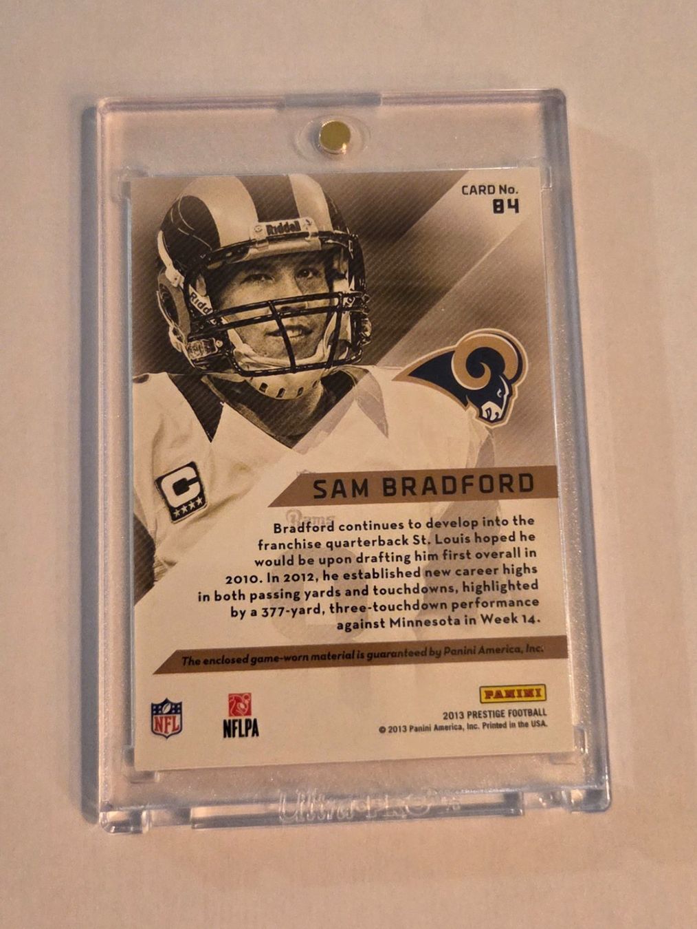 Panini Carte collezionabili: Sam Bradford Jersey Card 2013 Panini Prestige Patch Rams – Usato da Oberrüti venduto da Swiss_Drone 1