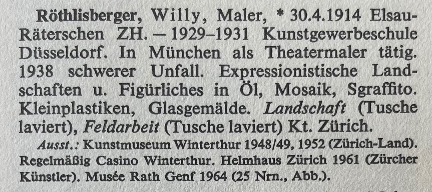 Gemälde: RÖTHLISBERGER WILLY (1914-1977) – Gebraucht aus Grosshöchstetten von Perle1951 5
