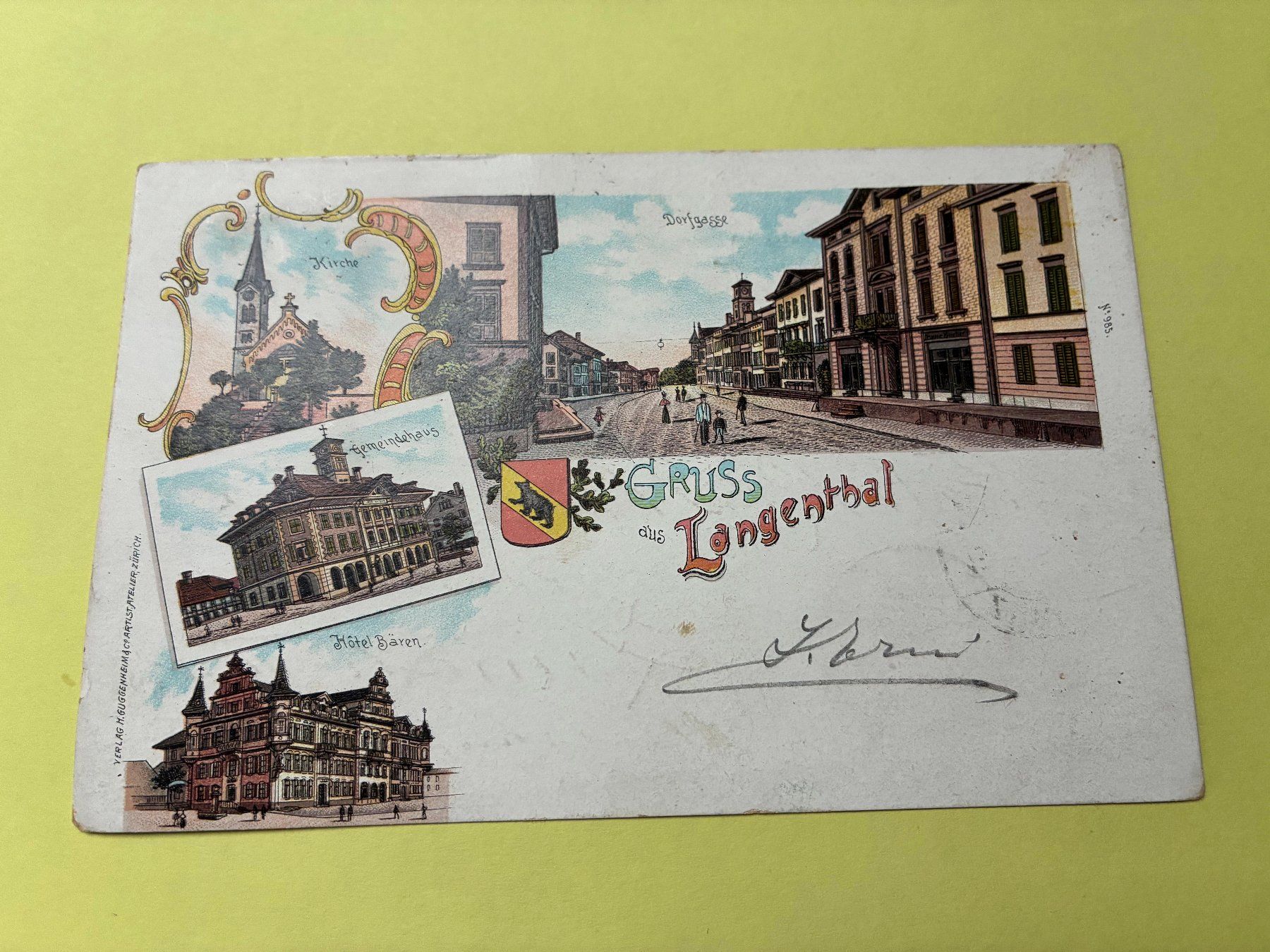 Cartoline postali: Litho Ansichtskarte Langenthal 1900 – Usato da Volketswil venduto da Jdansk