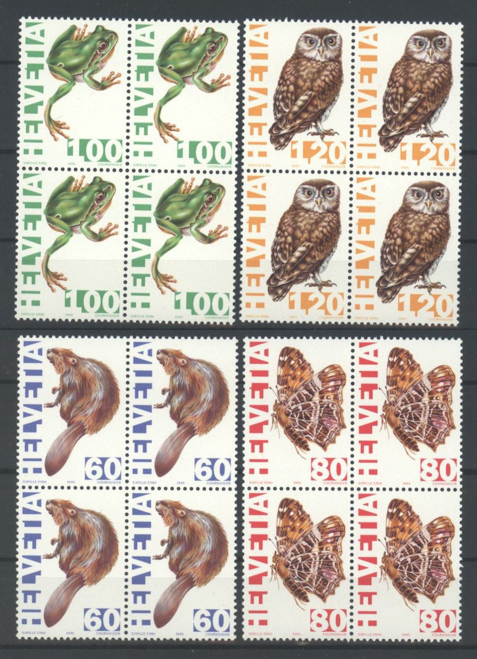 Tutti i francobolli: 1995, Sonderpostmarken, Viererblöcke ** – Usato da Willisau venduto da Vollstempel