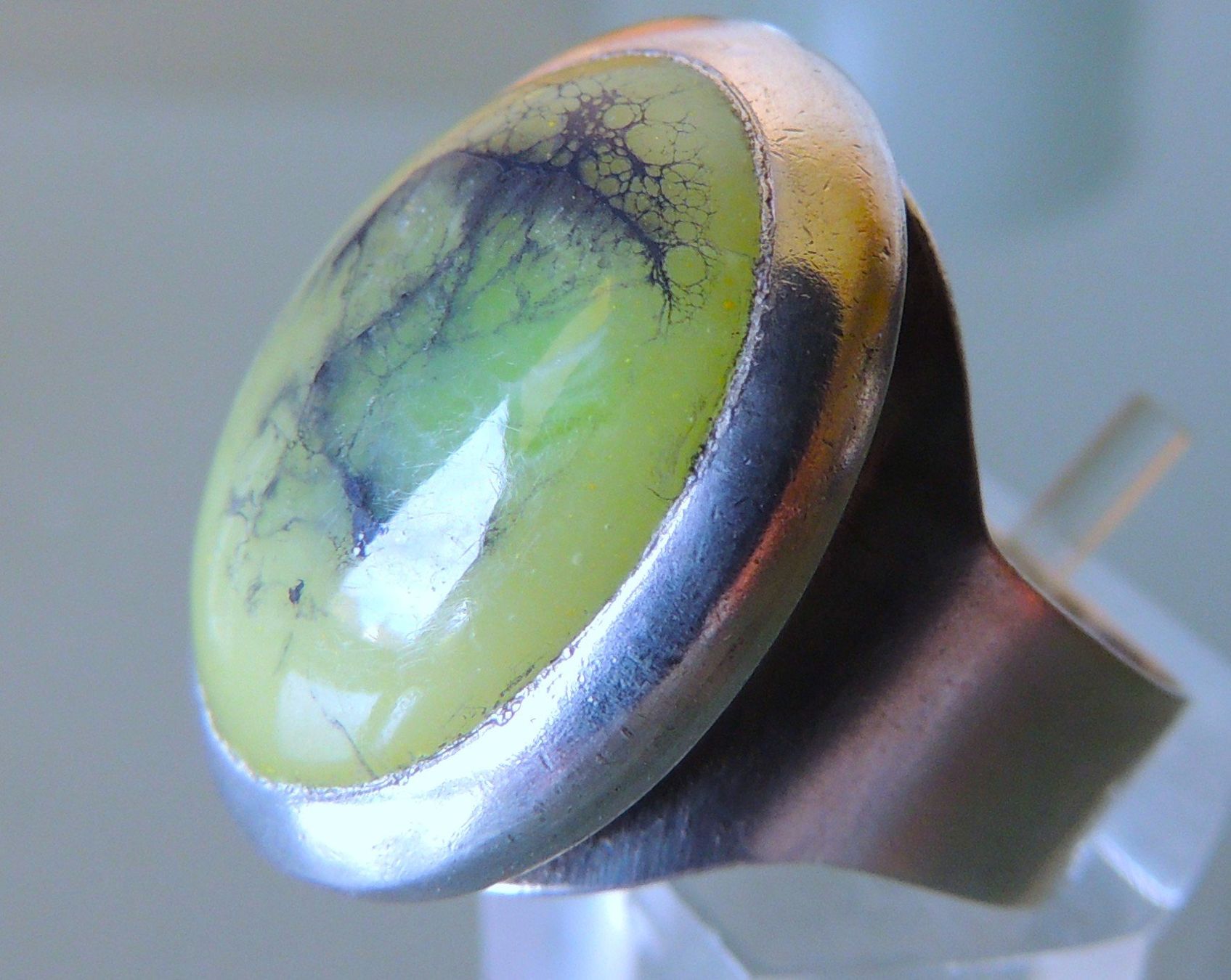 Anelli: Dendritenopal Silber 950 Fingerring Gr. 58 – Usato da Waldenburg venduto da schaller707 2
