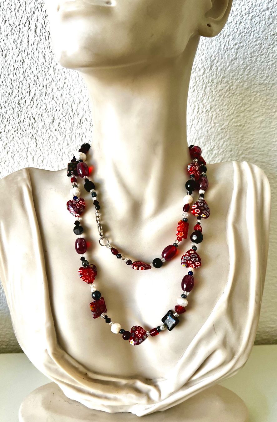 Ketten: Murano Millefiori Longkette – echte Perlen & Silber 925 – Gebraucht aus Ruswil von artbyhand 3