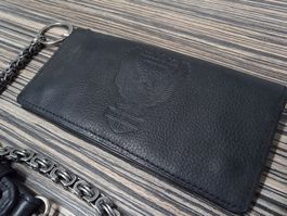 Harley Davidson Leder Portemonnaie Schwarz mit Kette