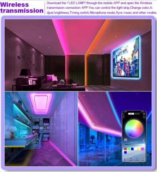 Ghirlande e barre luminose: 3m Bluetooth Bande Ruban Guirlande LED – Nuovo (secondo la descrizione) da Yverdon-les-Bains venduto da rogi80 6