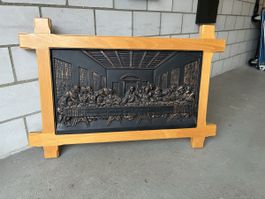 Bild Gusseisen /Bronce? Sujet Abendmahl mit Holzrahmen