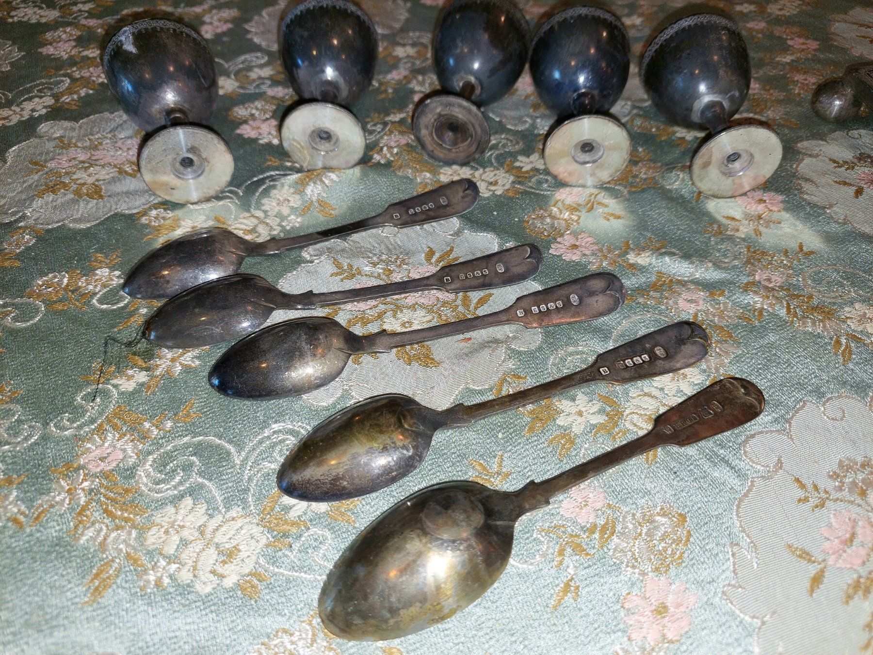 Autre vaisselle: Antike Eierbecher mit Löffel, Versilbert. – D'occasion à Siblingen par rantiques 2