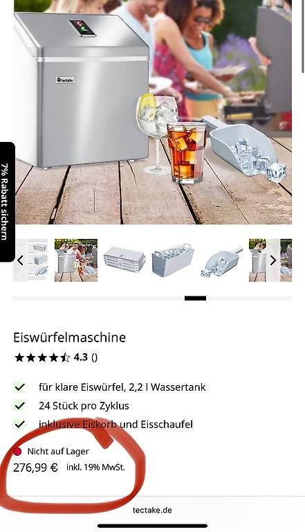 Elettrodomestici da cucina: neue Eiswürfelmaschine silber – Nuovo e nell'imballaggio originale da Necker venduto da liq24 1