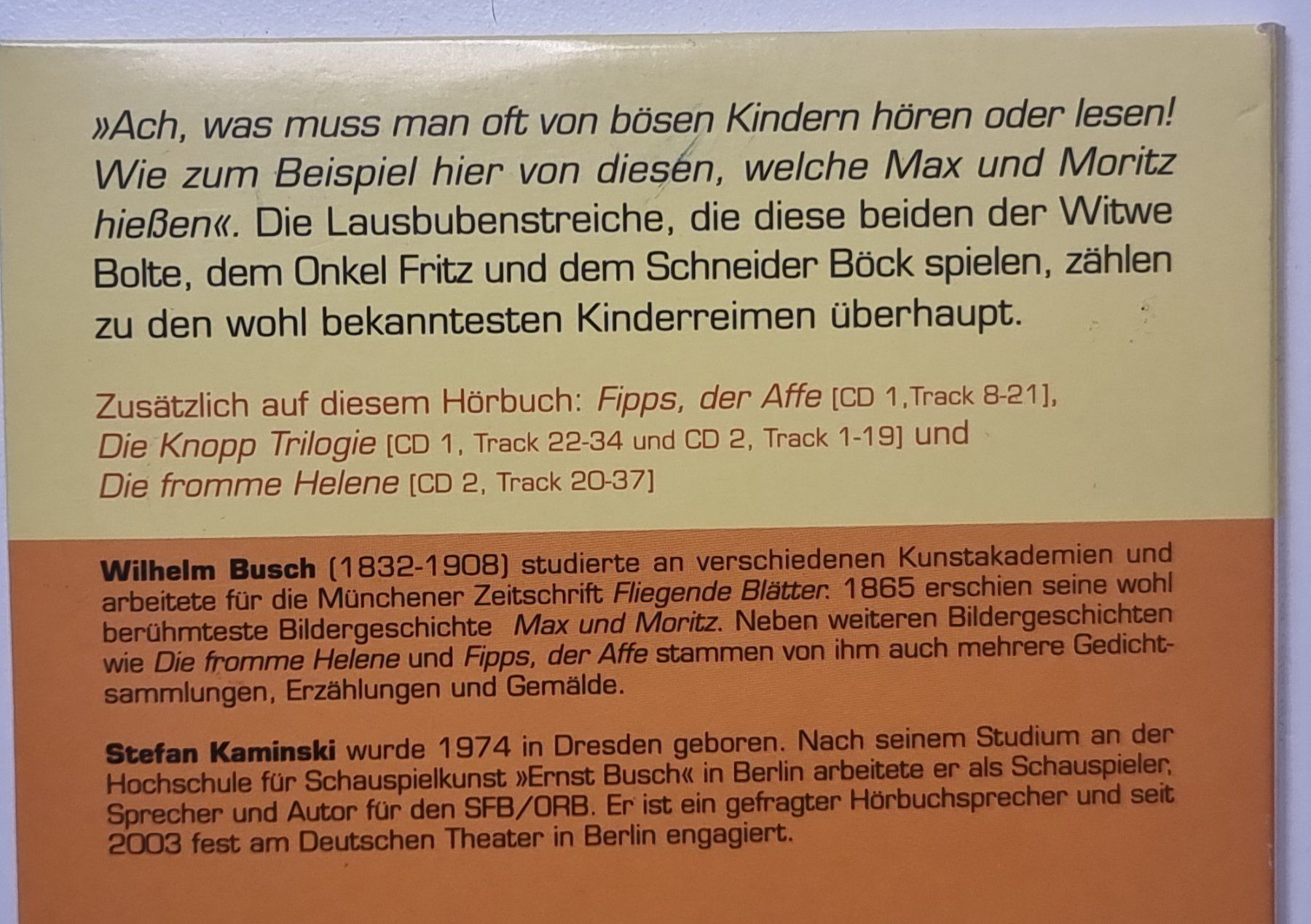 Audiolibri: MAX & MORITZ Wilhelm Busch +Fipps der Affe, Knopp Trilogie+ – Nuovo (secondo la descrizione) da Dürnten venduto da Bachtelrider_ 3