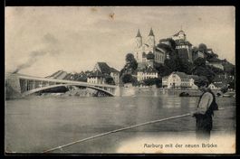 AK Aarburg, Rhein mit Ortsansicht
