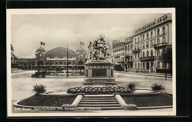 Cartoline postali: Basel, Bahnhofplatz mit Strassburger-Den – Usato da Berlin venduto da bartko-reher