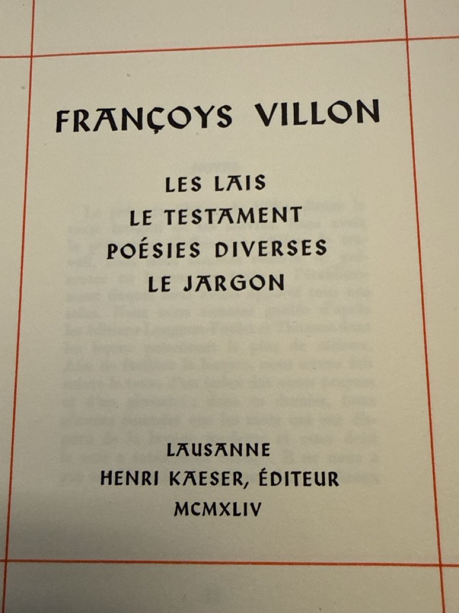 Bücher: VILLON François Œuvres – Gebraucht aus Schmitten FR von Hohezelg 1