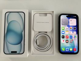 schönes iPhone 15 - 128 GB - blau - inkl. iPhone Hülle