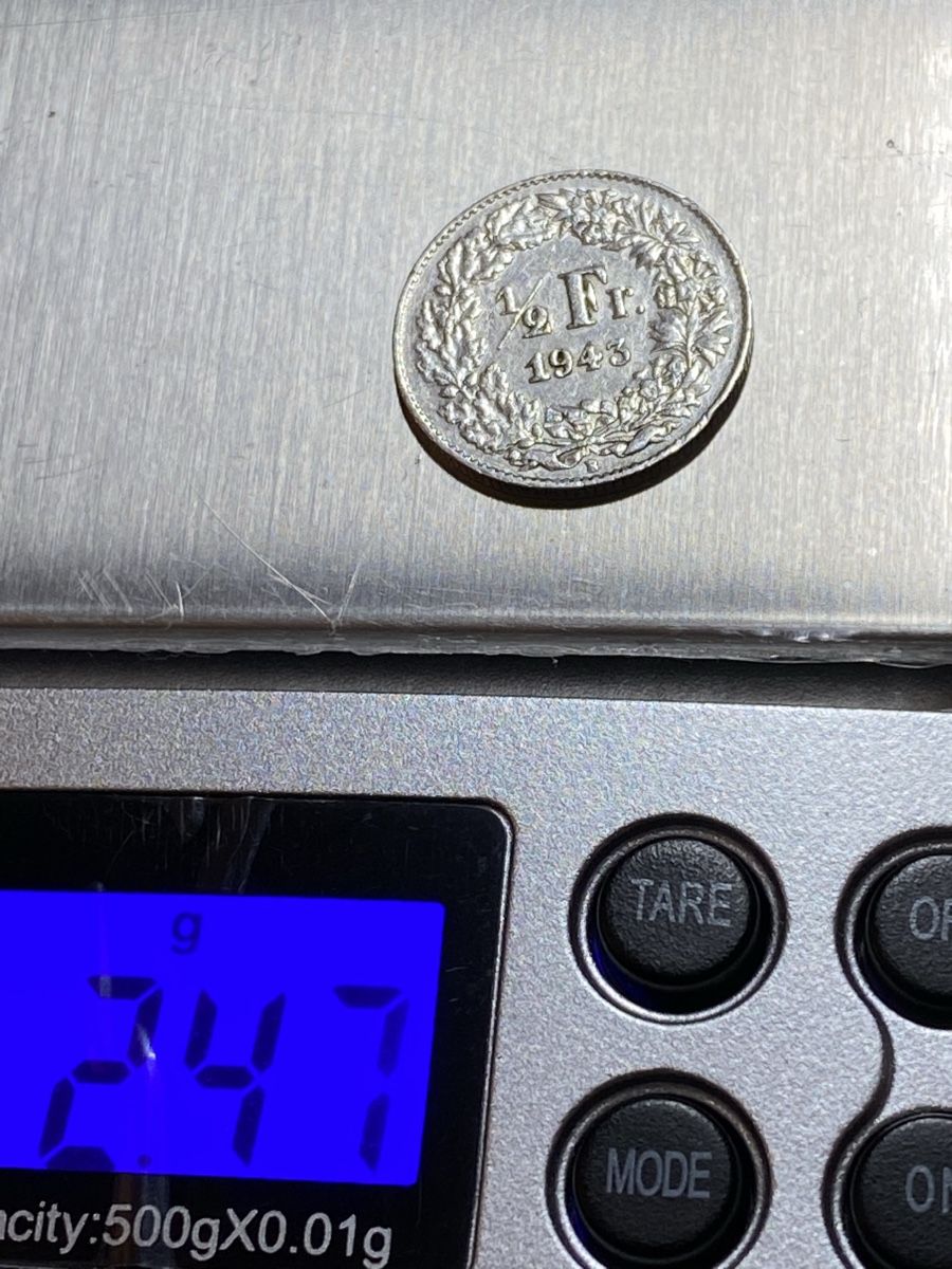 Tutti le monete: Suisse - 50 centimes - 1943 - AG  – Usato da Payerne venduto da Mike1682 2