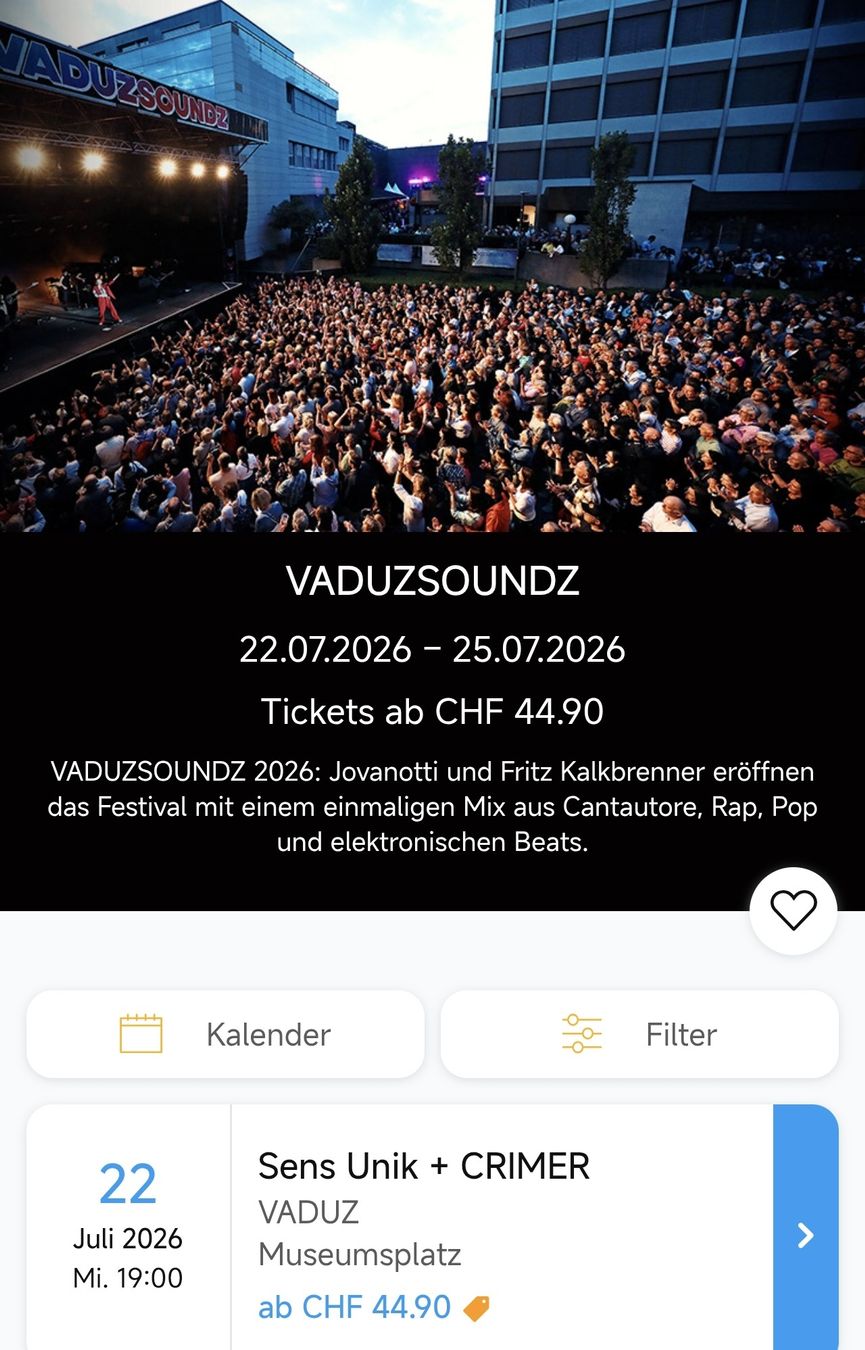 Billets: Vaduzsoundz 2026  2 Tickets – Neuf (Voir description) à Flums par Alcudia123 1