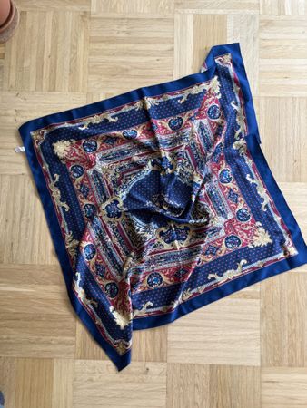 Elegantes Foulard, blau-rot gemustert - Made in Italy!