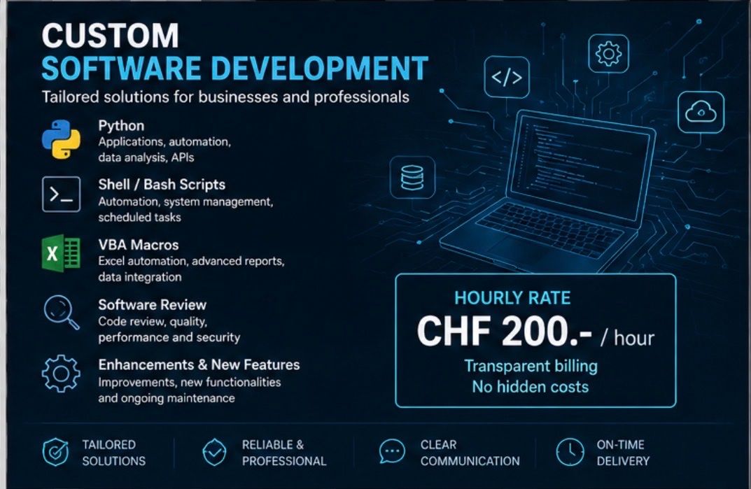 Altro per Ufficio & Commercio: Sviluppo software personalizzato CHF 200/ora – Usato da Zürich venduto da ric_dgd7 1