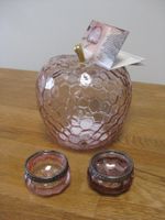 1 schöner Glas APFEL und 2 Glas Teelichter