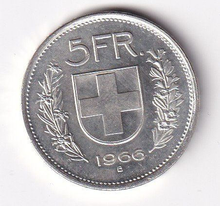 Tutti le monete: 5 Franken 1966 fast unz – Usato da Neuchâtel venduto da karlpierrino