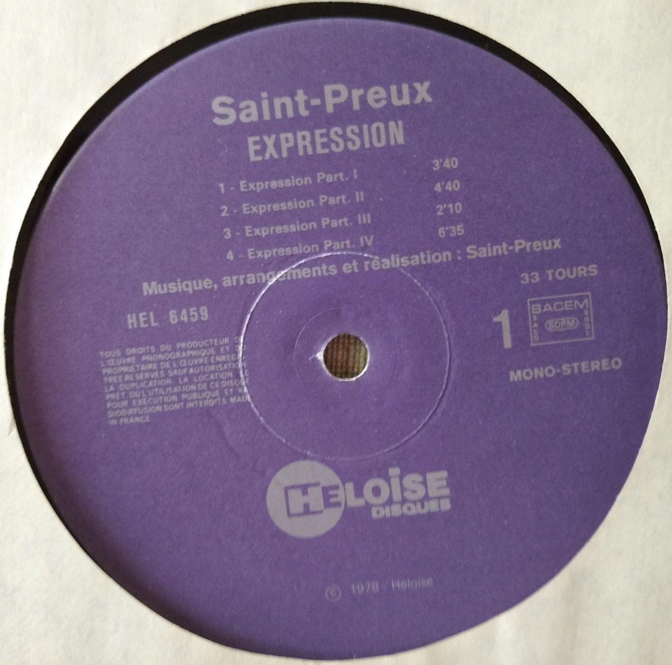 Dischi in vinile: Saint-Preux / Expression (LP) – Usato da Rubigen venduto da Honda750 3