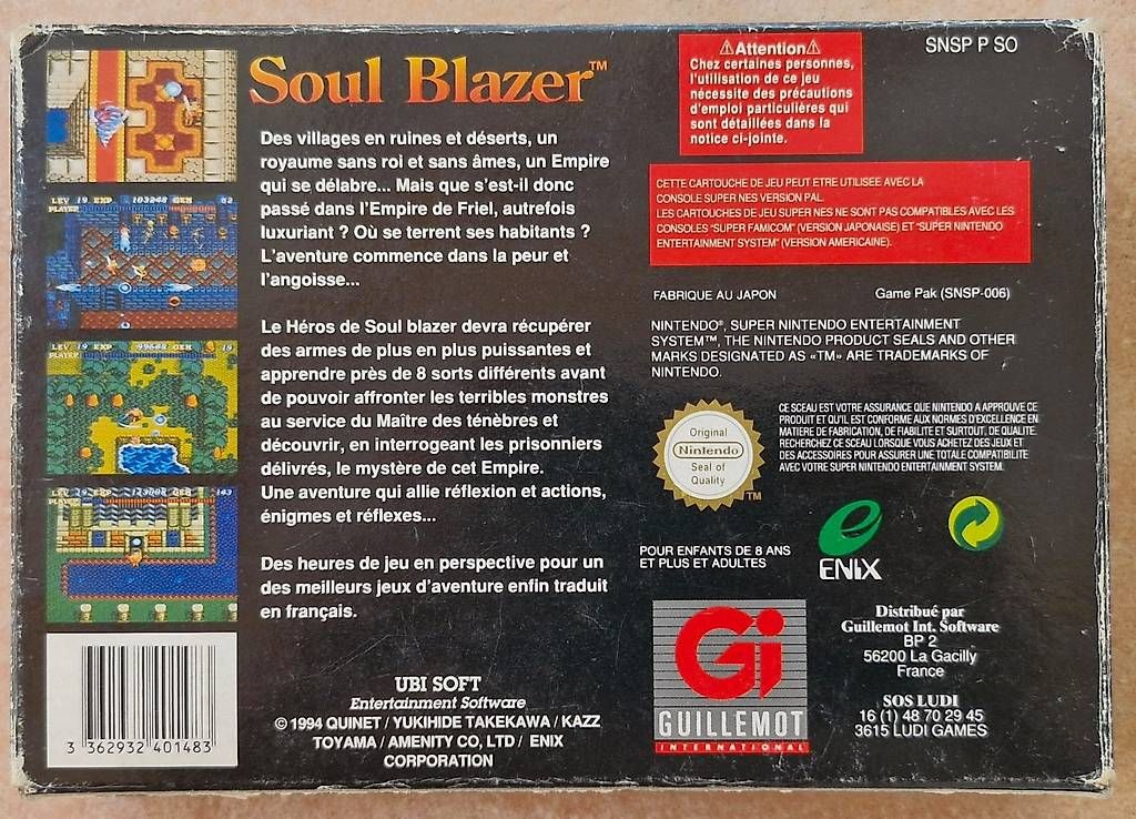 Nintendo Jeux: Soul Blazer - SNES PAL FR – D'occasion à Cortaillod par tul_66w9 1