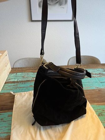 Schwarze Cate Gray Handtasche, Leder/Wildleder, Top Zustand