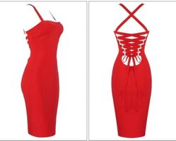 NEUES MEGA Bandage Kleid rot mit Schnürung Gr. XS -220820