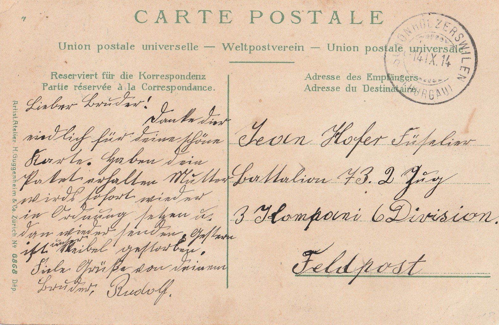 Cartoline postali: Schweiz-Militär-Feldpost. – Usato da uttwil venduto da Koehlerfred 1