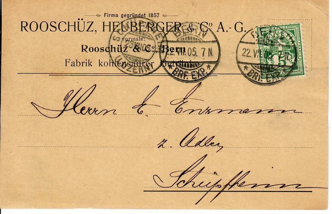 Alle Briefmarken: PK, Rooschütz, Heuberger Bern – Gebraucht aus Hochdorf von Ziegel-16