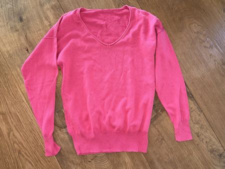 Damen Pullover pink mit V-Ausschnitt guter Zustand