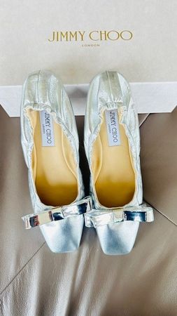Jimmy Choo Adalee Ballet Flat, NEU & OVP, Gr. 40, Silber