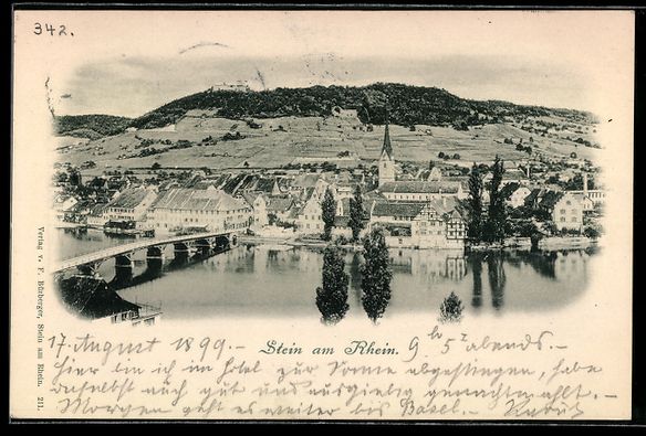 Ansichtskarten: AK Stein a. Rhein, Totalansicht, 1899 – Gebraucht aus Berlin von bartko-reher