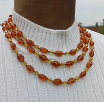 Bernsteinfarbene Vintage-Kette, dreireihig