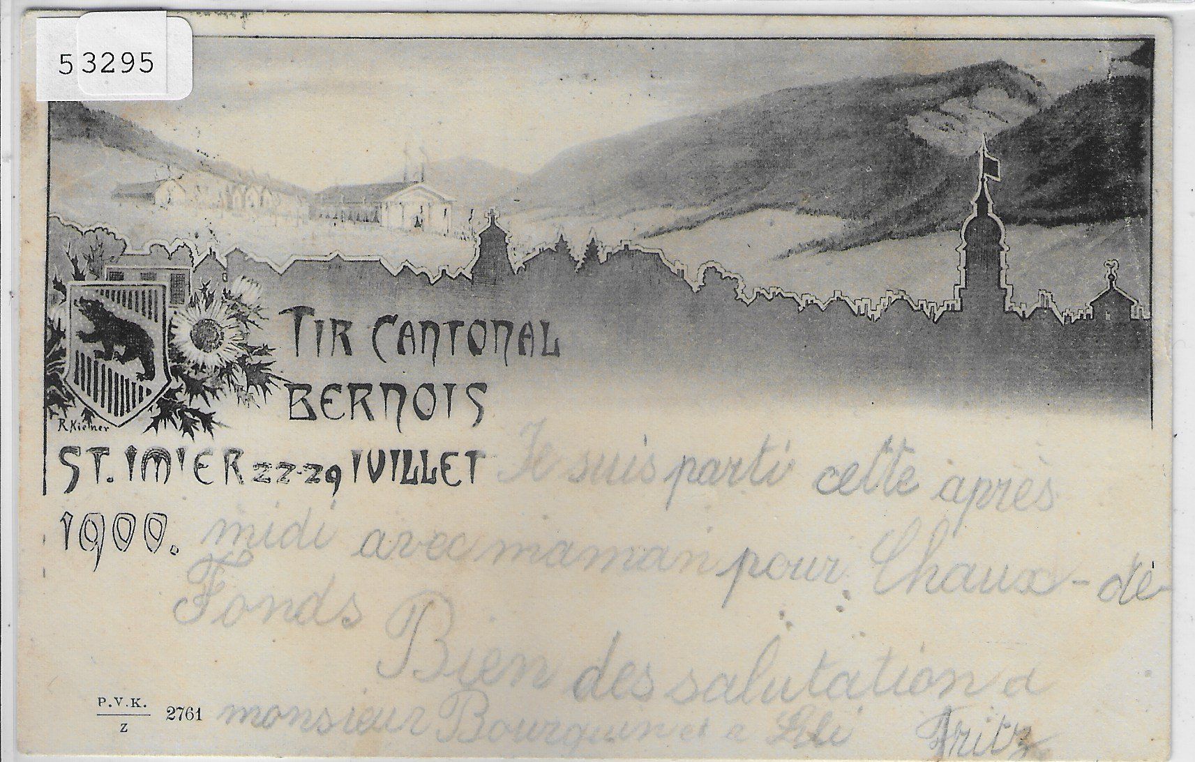Cartoline postali: Tir Cantonal Bernois St. Imier - Villet 1900 – Usato da Ettingen venduto da Kartenplanet